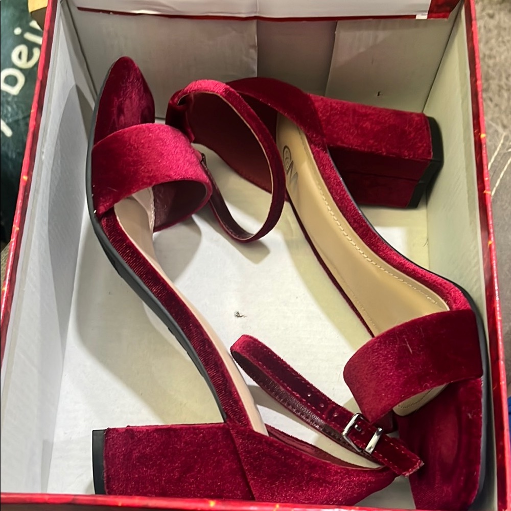 Elegant Red Velvet Women's Heels